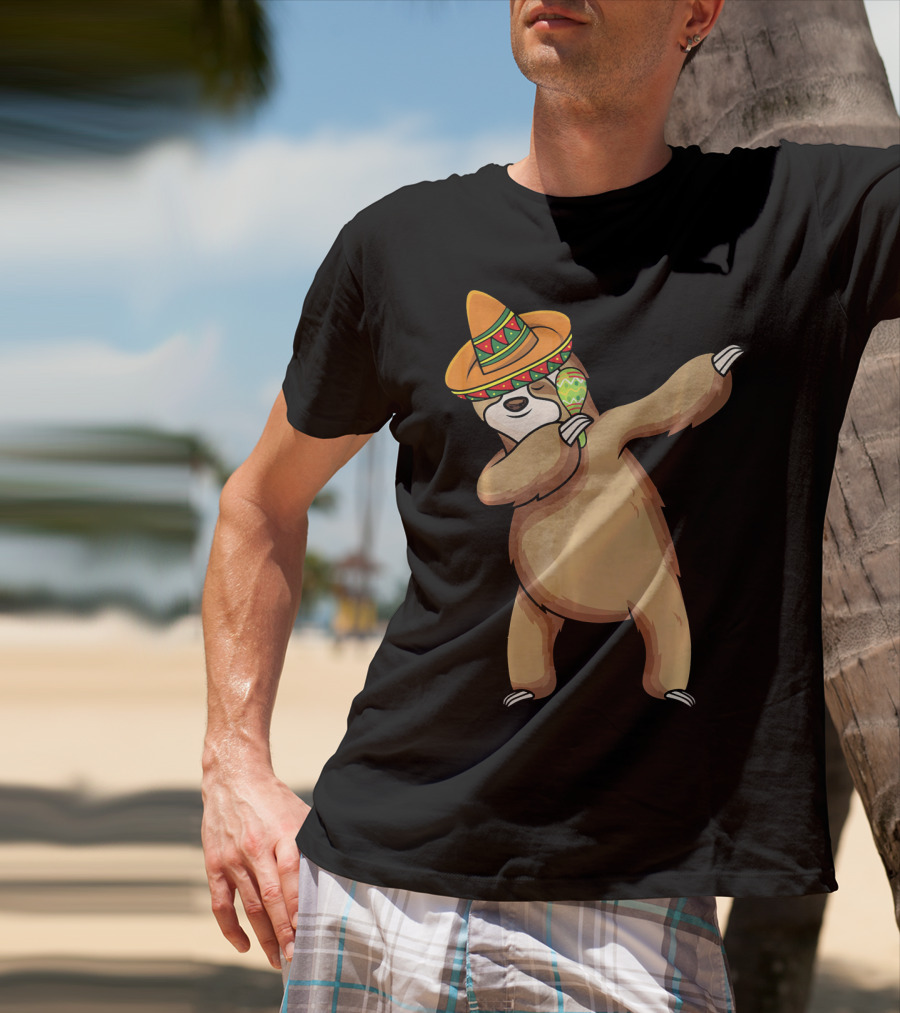 Dabbing Sloth Sombrero Cinco De Mayo Dance T-Shirt