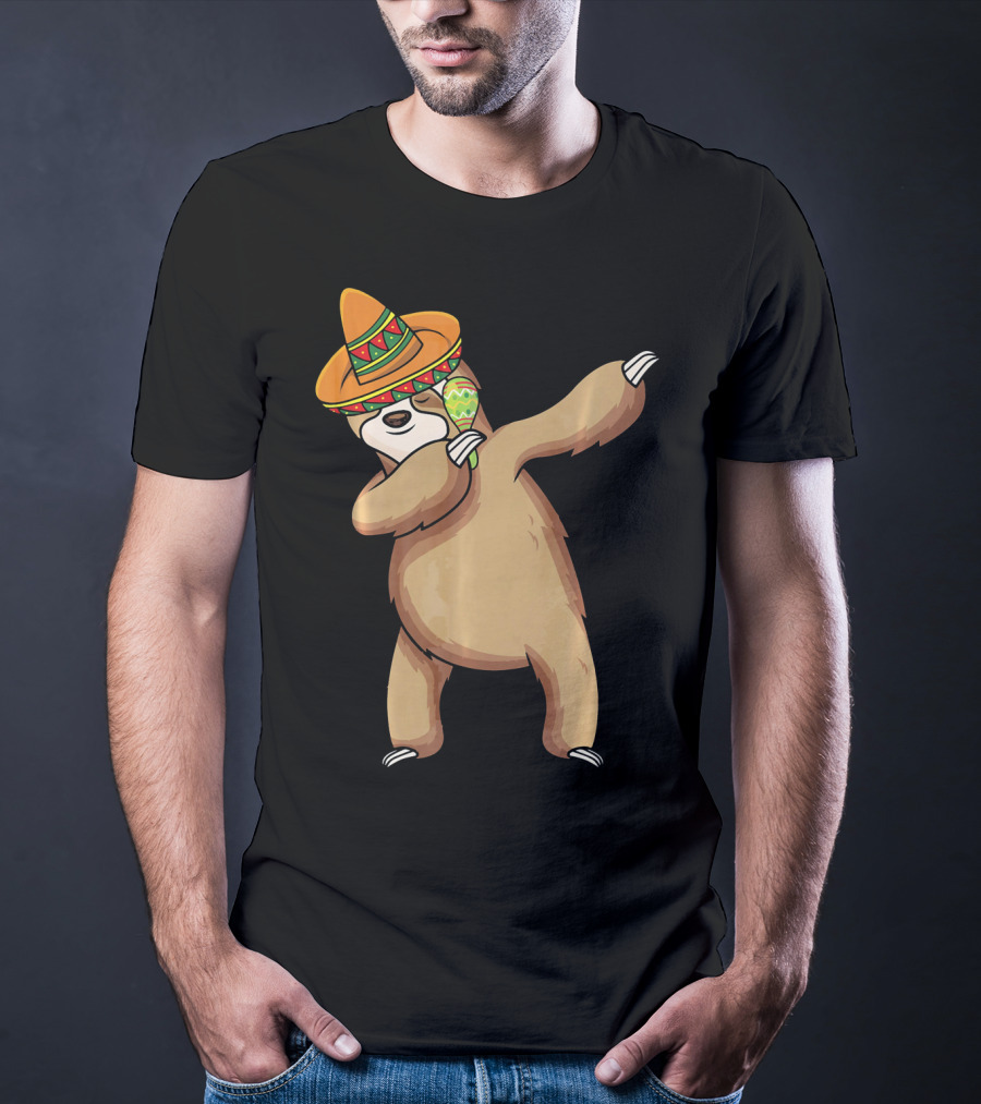 Dabbing Sloth Sombrero Cinco De Mayo Dance T-Shirt
