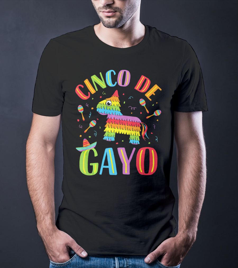 Cinco De Gayo Rainbow Pinata Maracas Fiesta T-Shirt