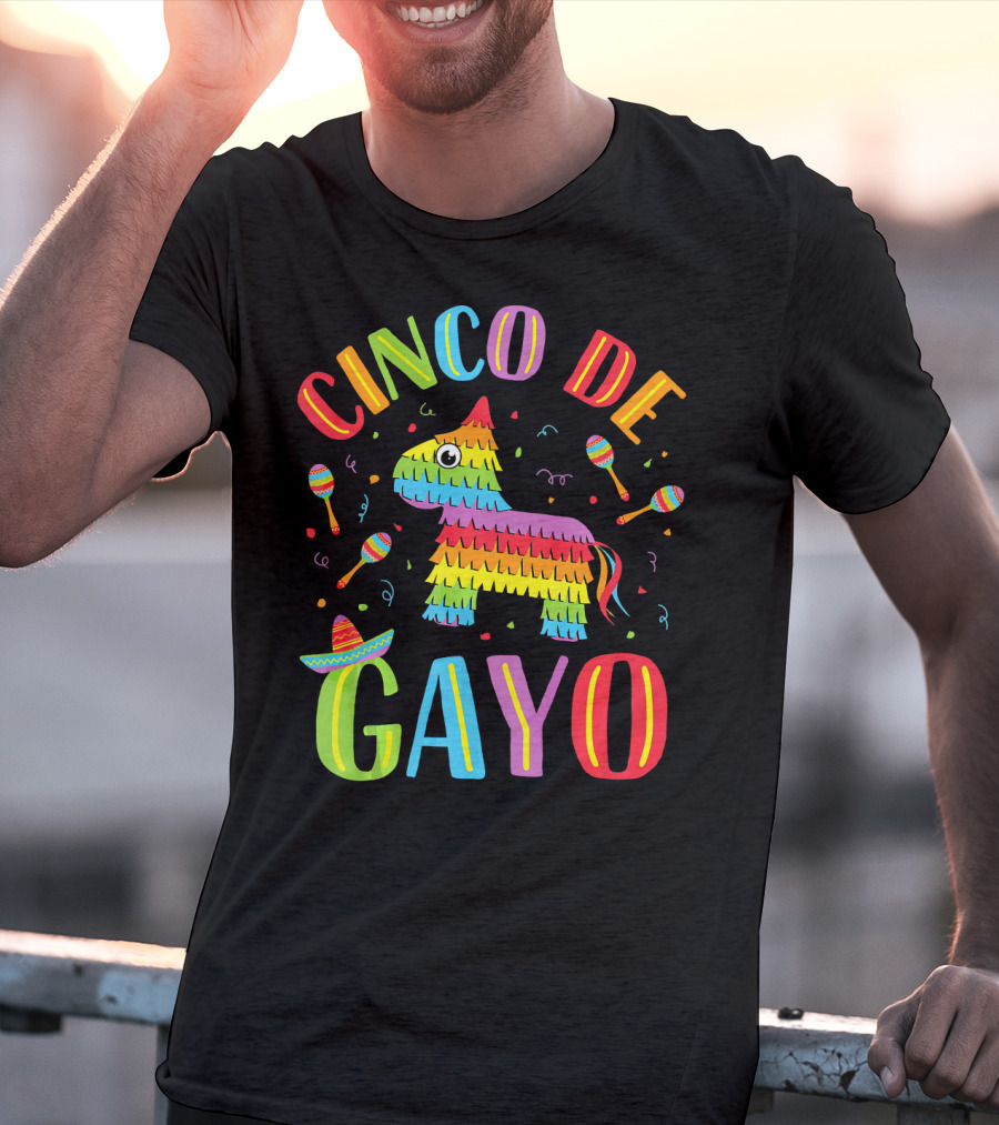 Cinco De Gayo Rainbow Pinata Maracas Fiesta T-Shirt