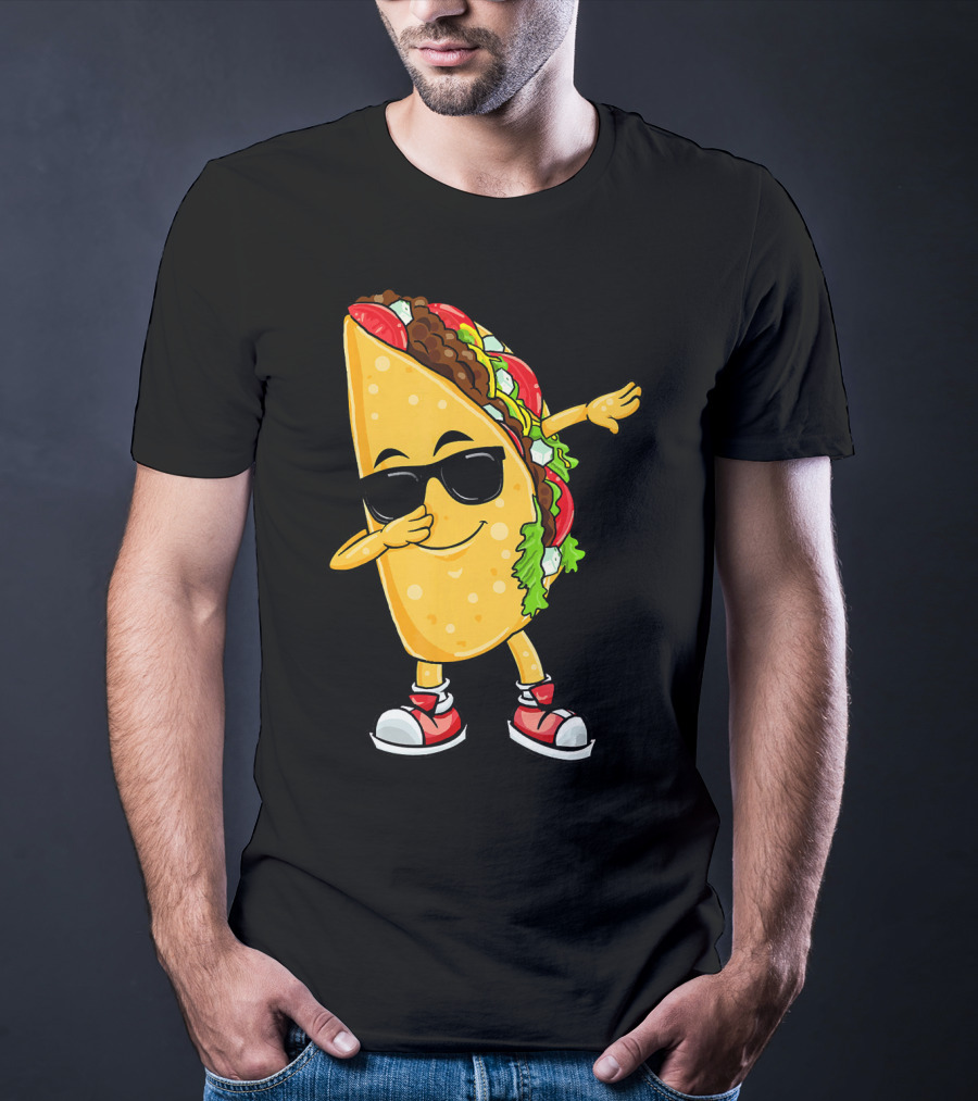 Dabbing Taco Cinco De Mayo Celebration Fun With Sunglasses T-Shirt