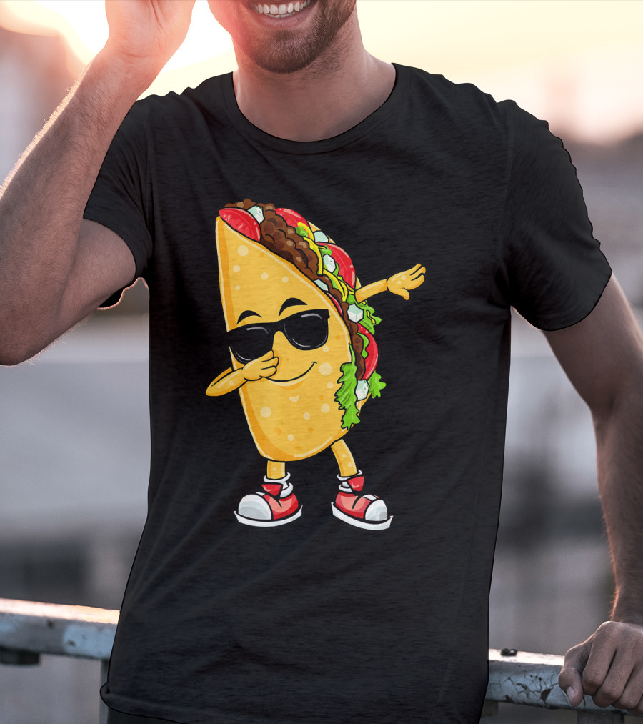 Dabbing Taco Cinco De Mayo Celebration Fun With Sunglasses T-Shirt
