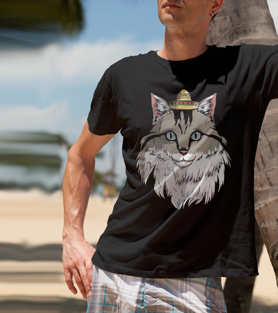 Maine Coon Cat Sombrero Fiesta Cinco De Mayo T-Shirt