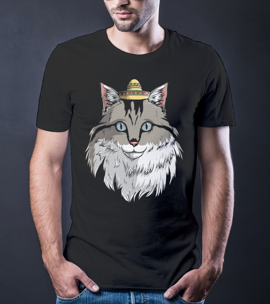 Maine Coon Cat Sombrero Fiesta Cinco De Mayo T-Shirt