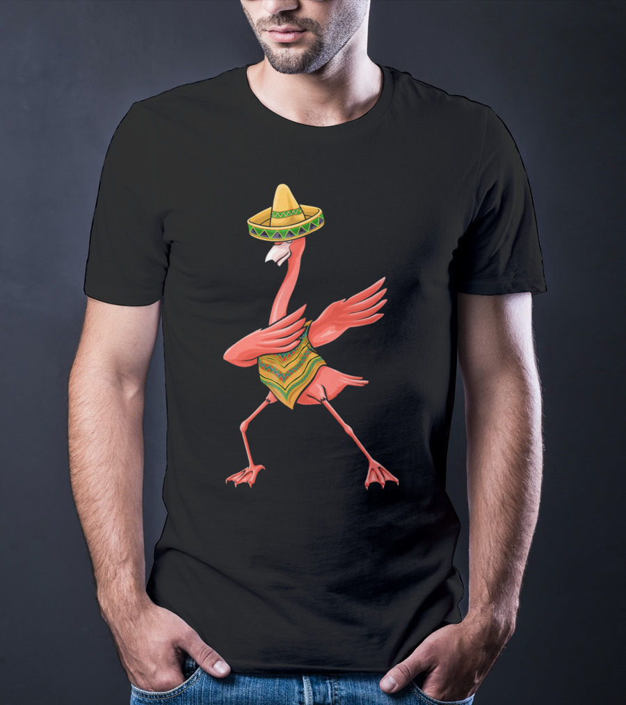 Cinco De Mayo Flamingo Dabbing Dab Sombrero T-Shirt