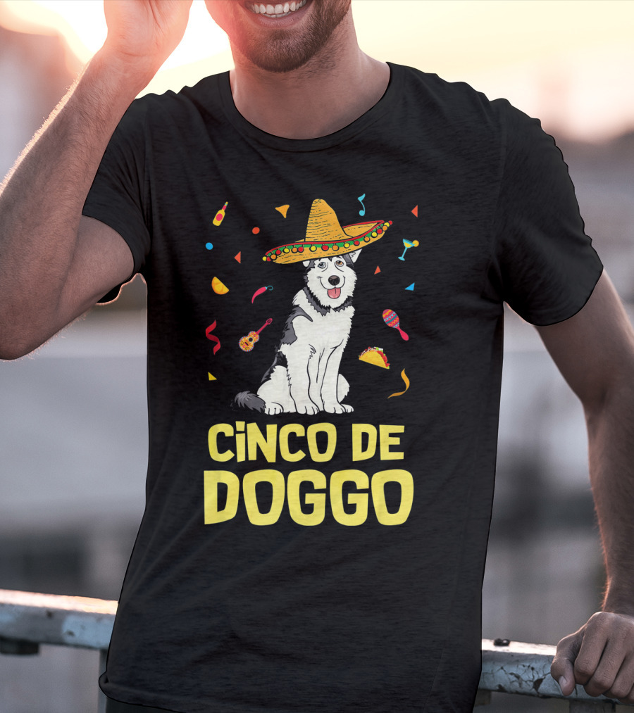 Cinco De Doggo Funny Taco Sombrero Husky T-Shirt