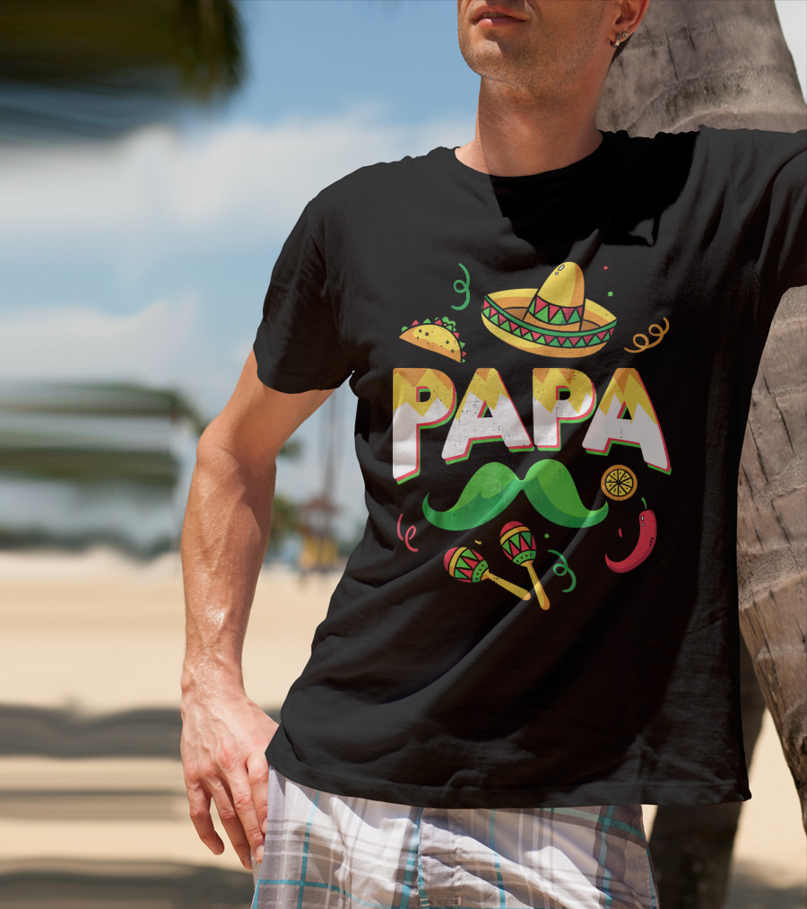 Cinco De Mayo Papa Sombrero Maracas Taco Lime Mustache Chili T-Shirt