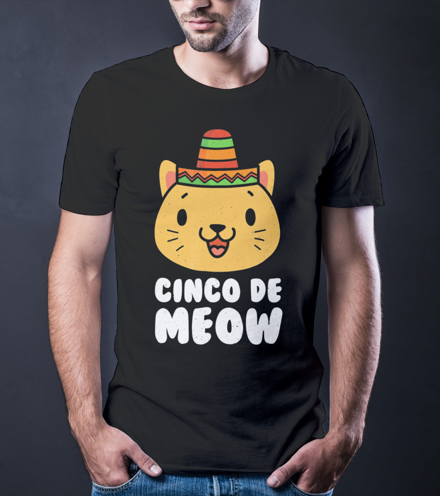Cinco De Meow Funny Cat With Sombrero Cinco De Mayo T-Shirt