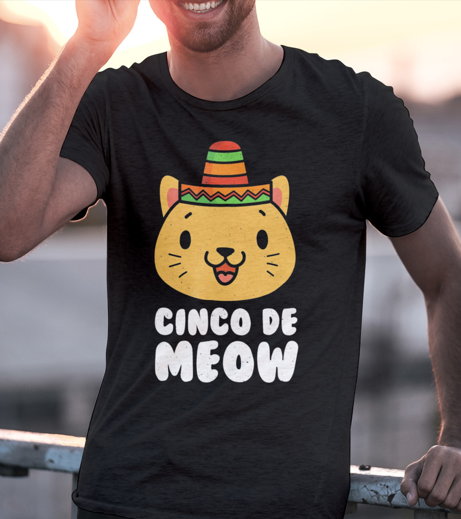 Cinco De Meow Funny Cat With Sombrero Cinco De Mayo T-Shirt