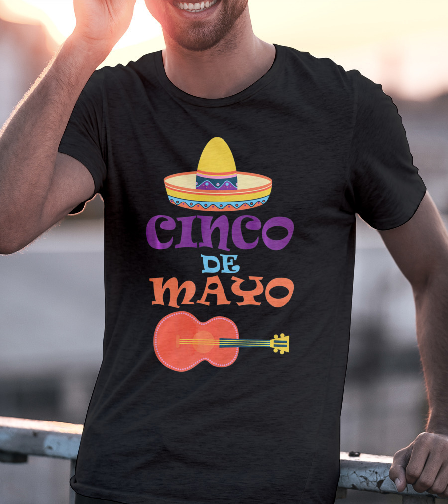 Cinco De Mayo Fiesta Sombrero And Guitar T-Shirt