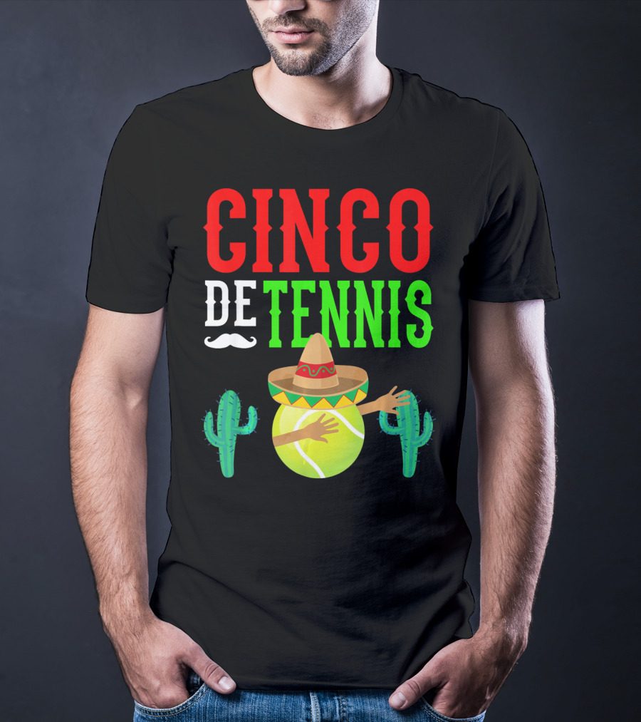 Cinco De Tennis Dabbing Sombrero Cactus T-Shirt