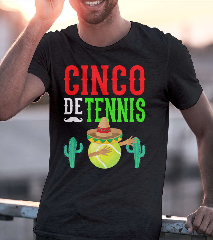 Cinco De Tennis Dabbing Sombrero Cactus T-Shirt