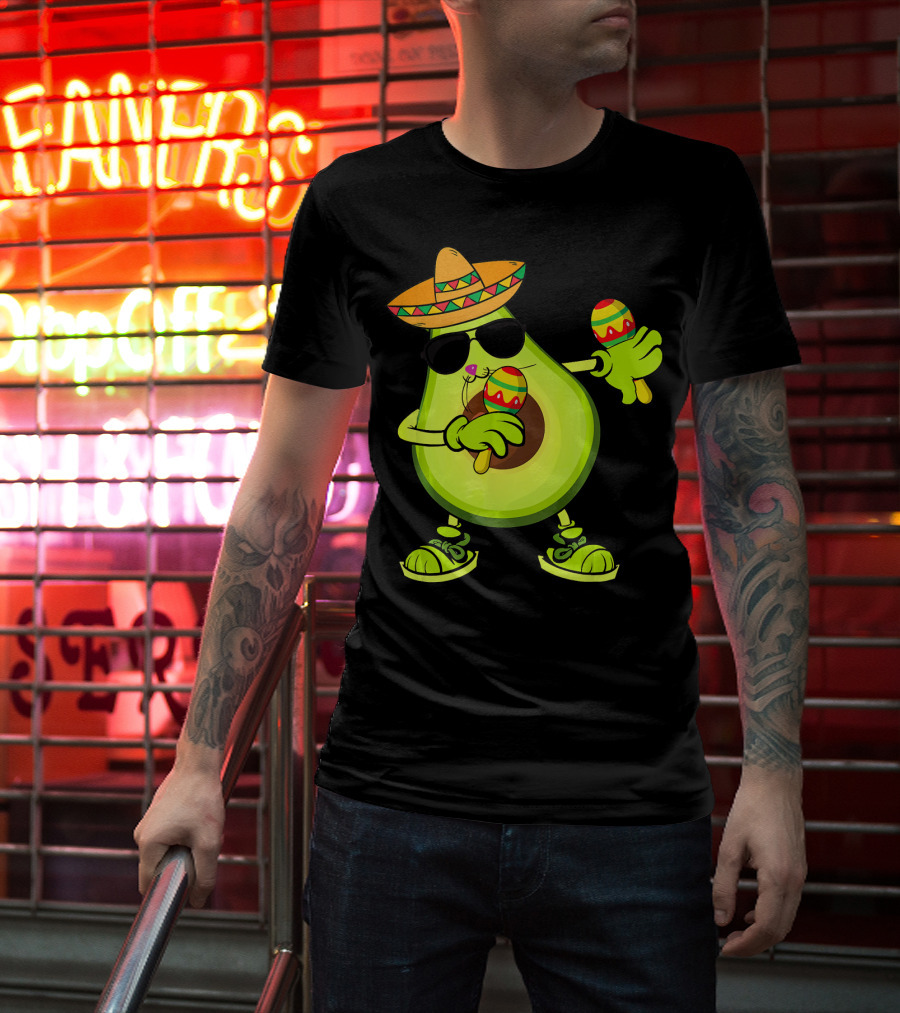 Dancing Avocado With Sombrero And Maracas T-Shirt