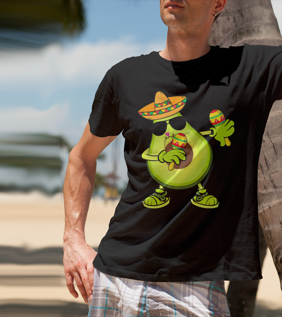 Dancing Avocado With Sombrero And Maracas T-Shirt