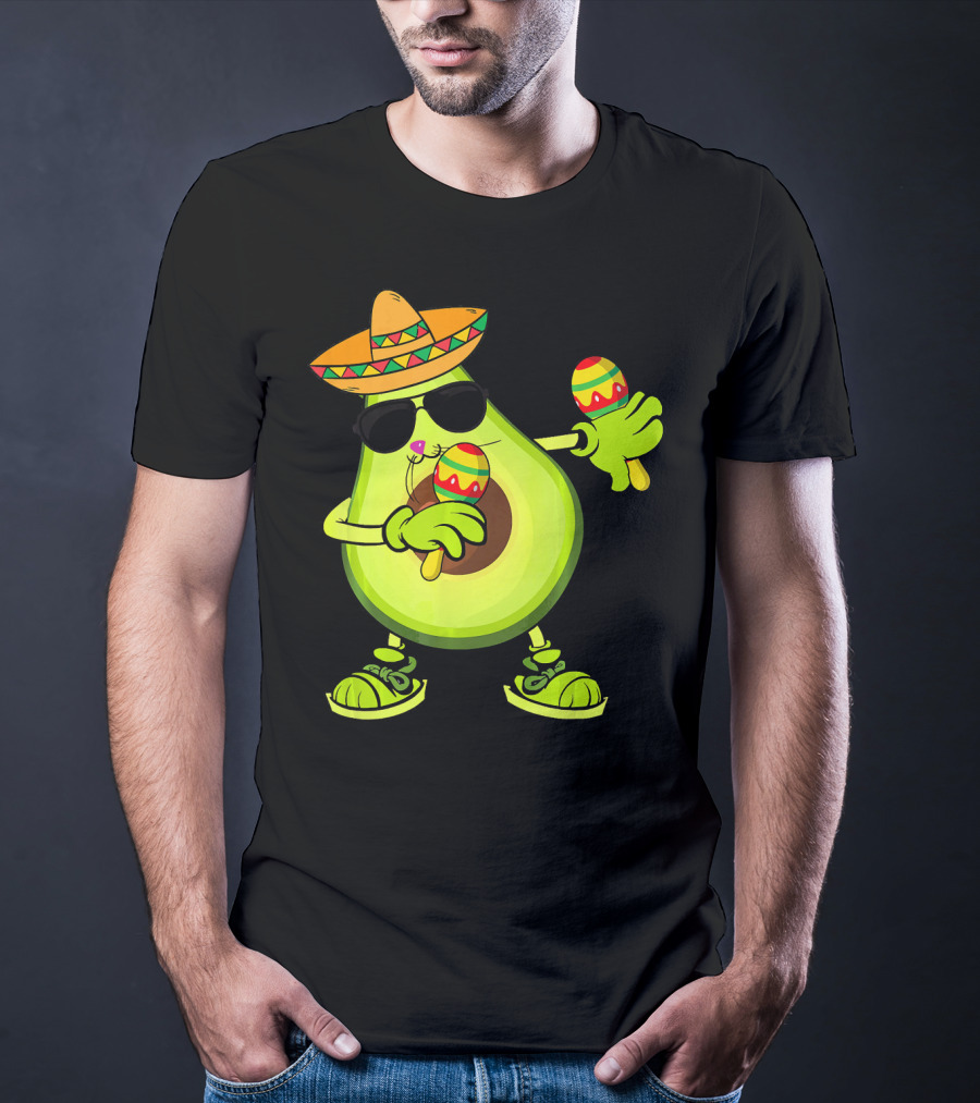 Dancing Avocado With Sombrero And Maracas T-Shirt