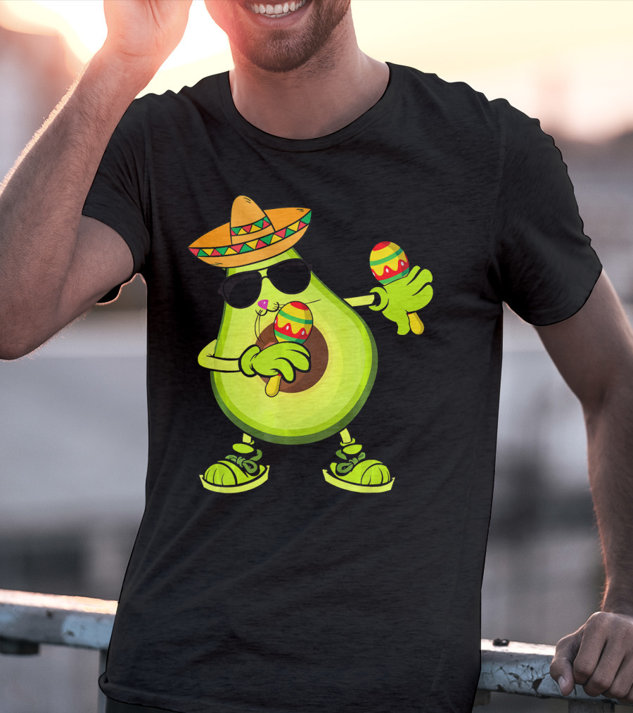 Dancing Avocado With Sombrero And Maracas T-Shirt