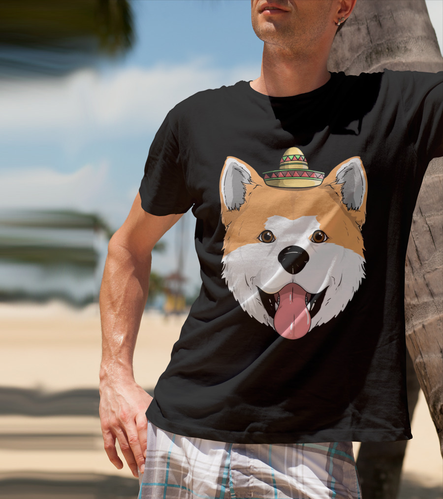Akita Dog Sombrero Cinco De Mayo Fiesta T-Shirt
