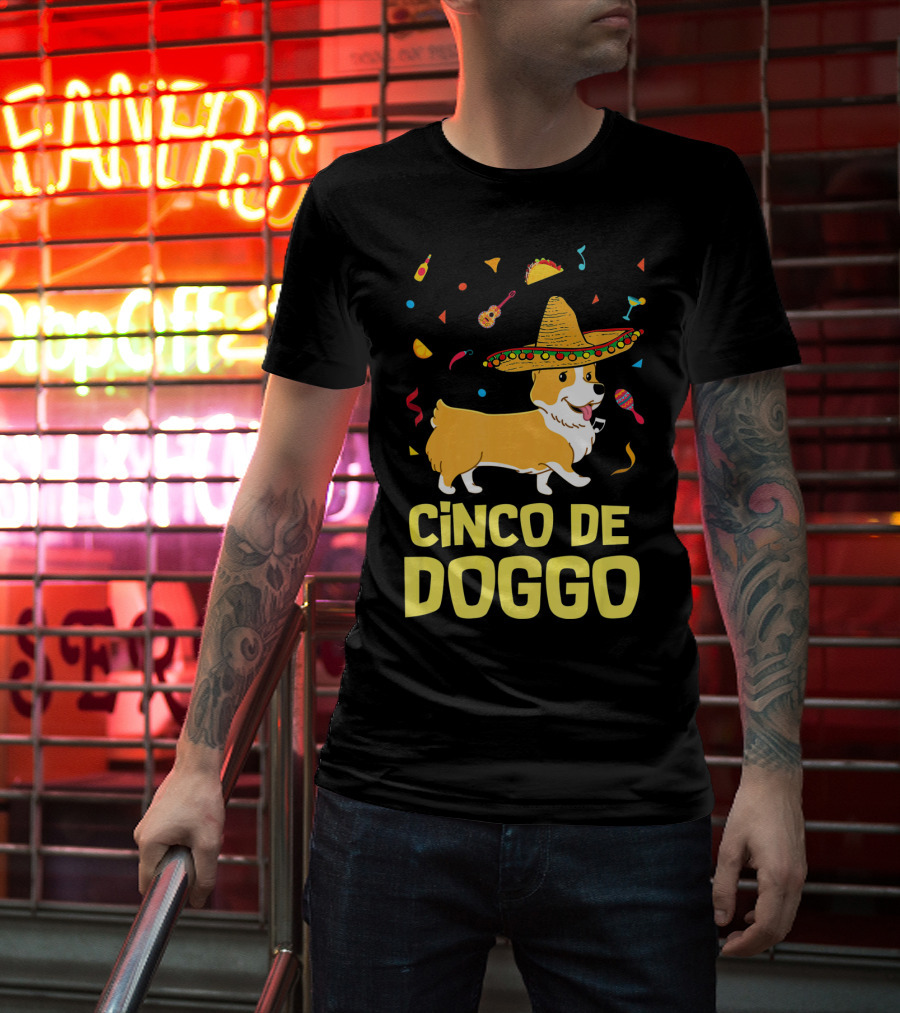 Cinco De Doggo Funny Taco Sombrero Corgi T-Shirt