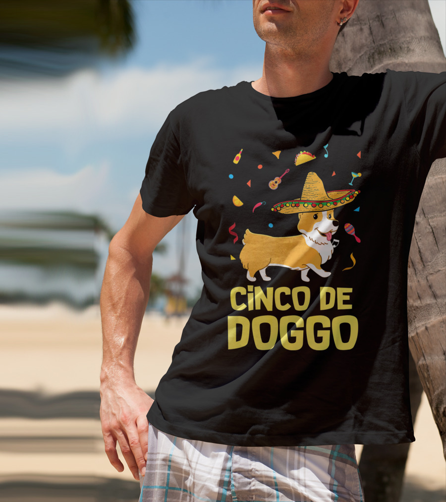 Cinco De Doggo Funny Taco Sombrero Corgi T-Shirt