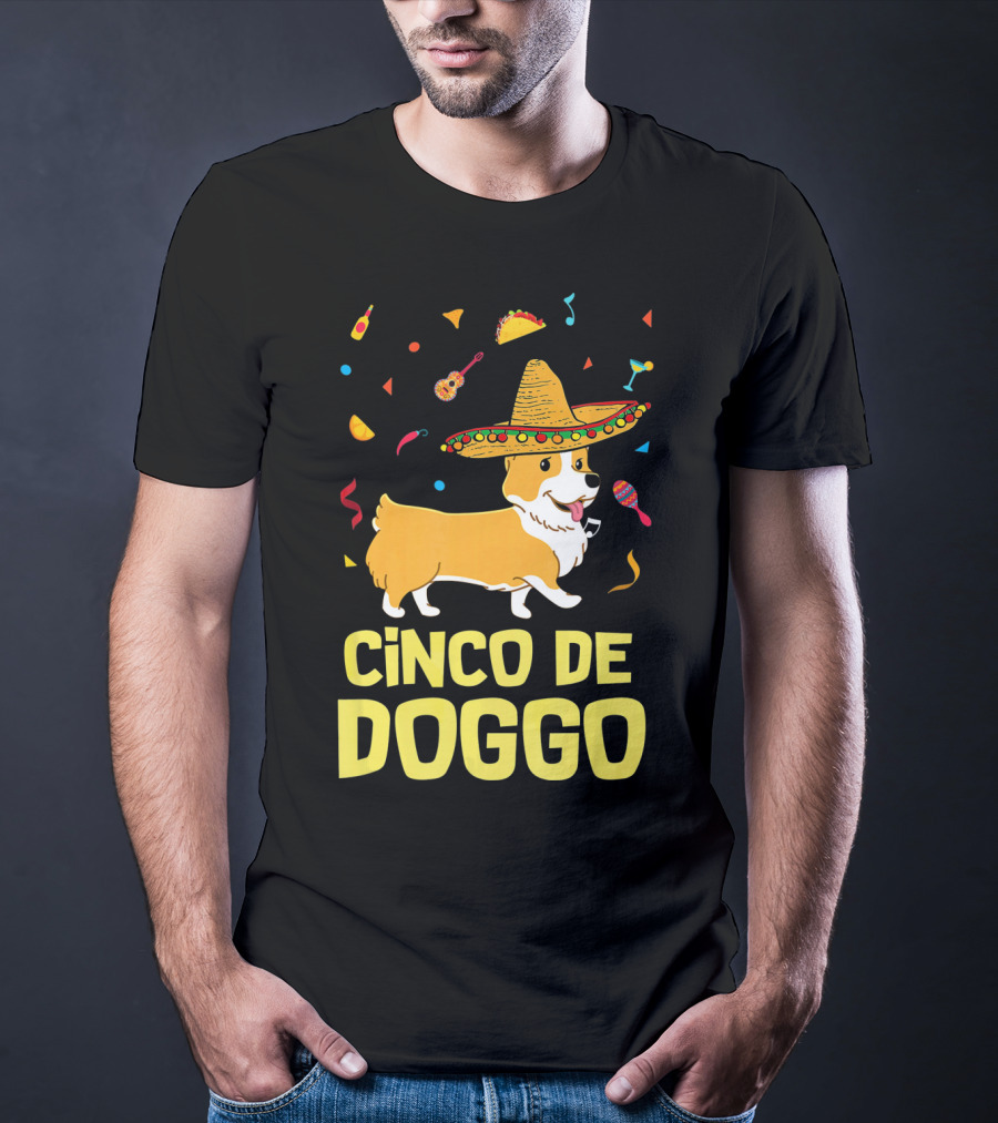 Cinco De Doggo Funny Taco Sombrero Corgi T-Shirt