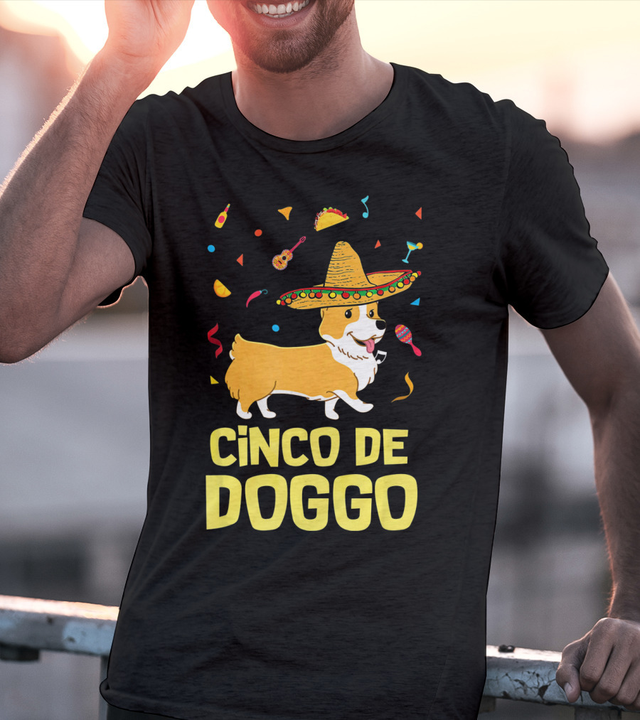Cinco De Doggo Funny Taco Sombrero Corgi T-Shirt