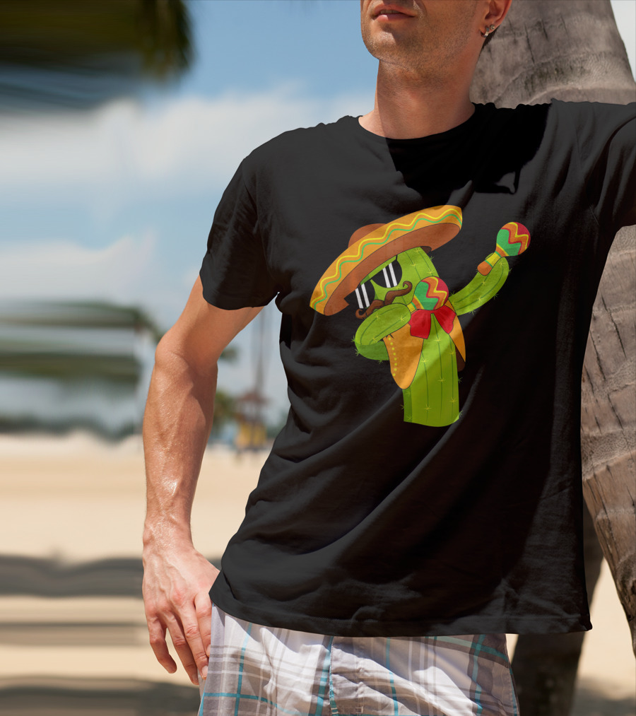 Cinco De Mayo Dabbing Cactus Sombrero Maracas T-Shirt
