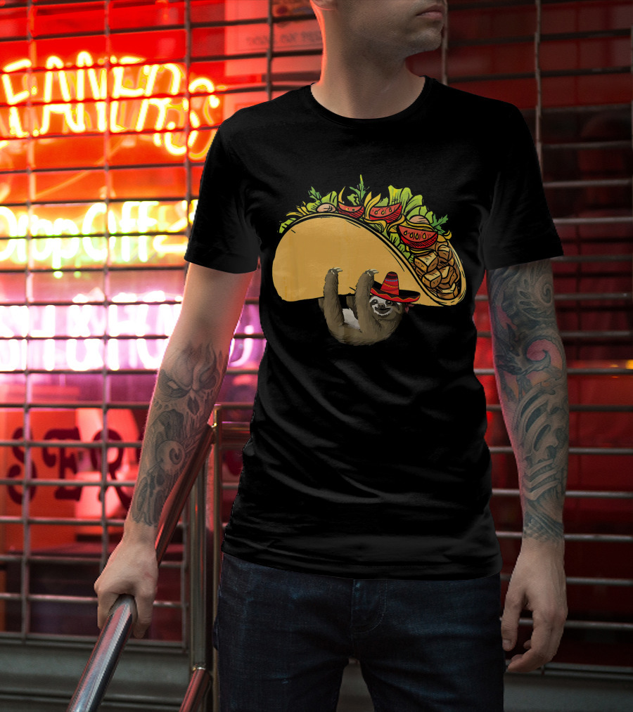 Cinco De Mayo Sloth Sombrero Taco Fiesta T-Shirt