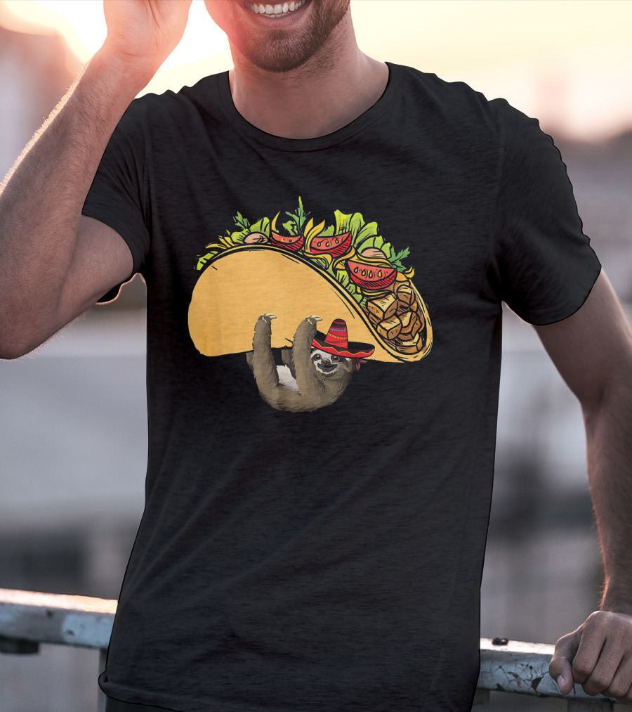 Cinco De Mayo Sloth Sombrero Taco Fiesta T-Shirt
