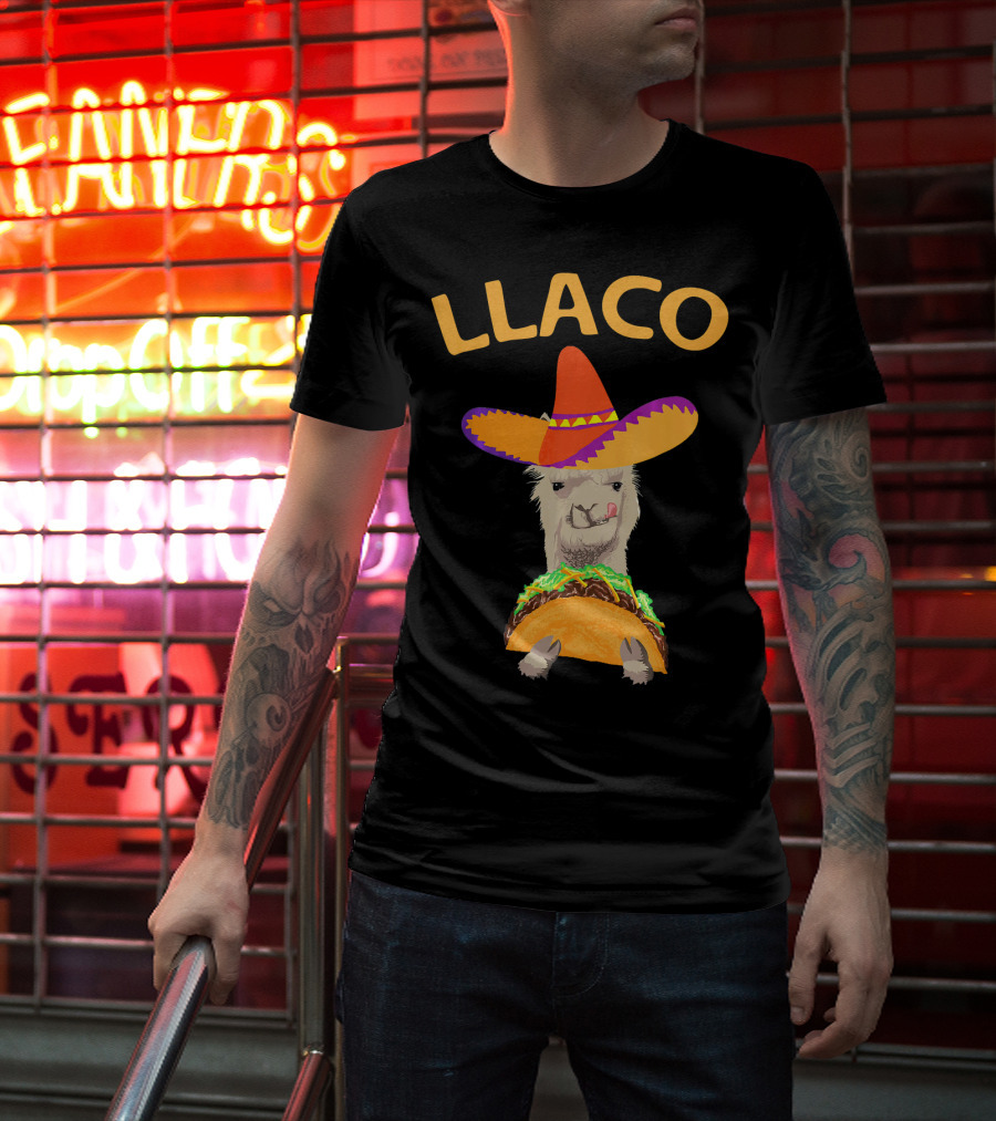 LLACO Llama Taco Sombrero Funny Cinco De Mayo T-Shirt