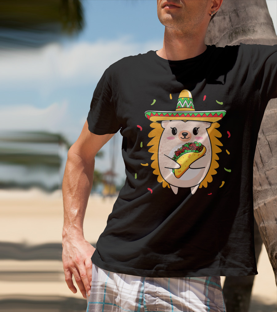 Hedgehog Sombrero Taco Cinco De Mayo Mom Hedgie T-Shirt