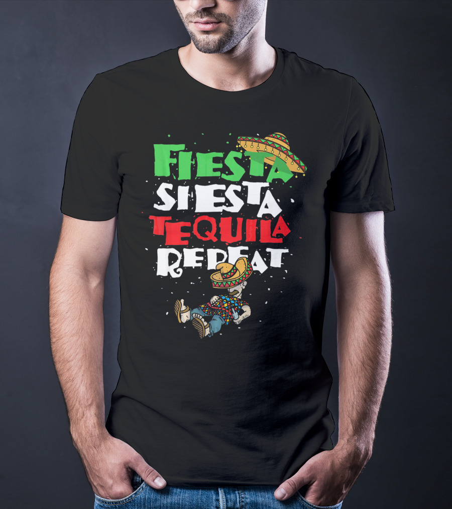 Fiesta Siesta Tequila Repeat Sombrero T-Shirt