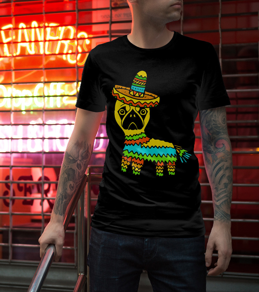 Cinco De Mayo Pug Pinata Wearing Sombrero T-Shirt