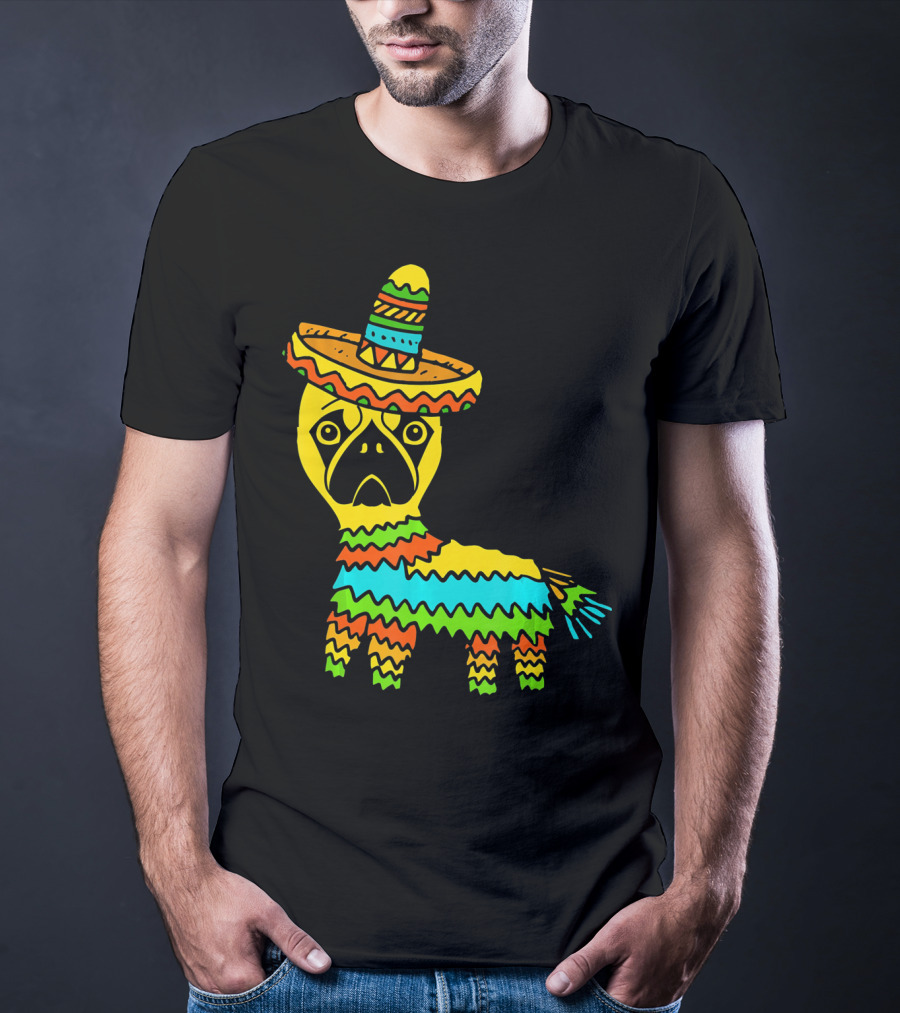 Cinco De Mayo Pug Pinata Wearing Sombrero T-Shirt