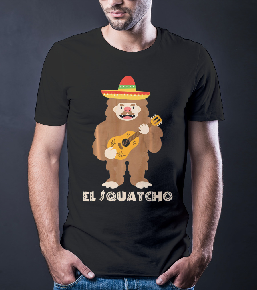 El Squatcho Sasquatch Funny Mexican Cinco Mariachi Sombrero Guitar T-Shirt