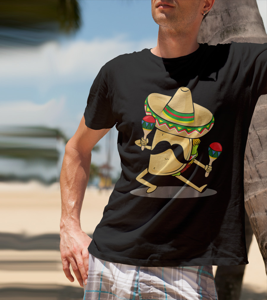 Cinco De Mayo Funny Taco Dancing Sombrero With Maracas T-Shirt