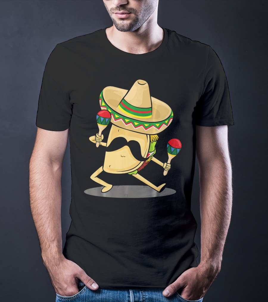 Cinco De Mayo Funny Taco Dancing Sombrero With Maracas T-Shirt