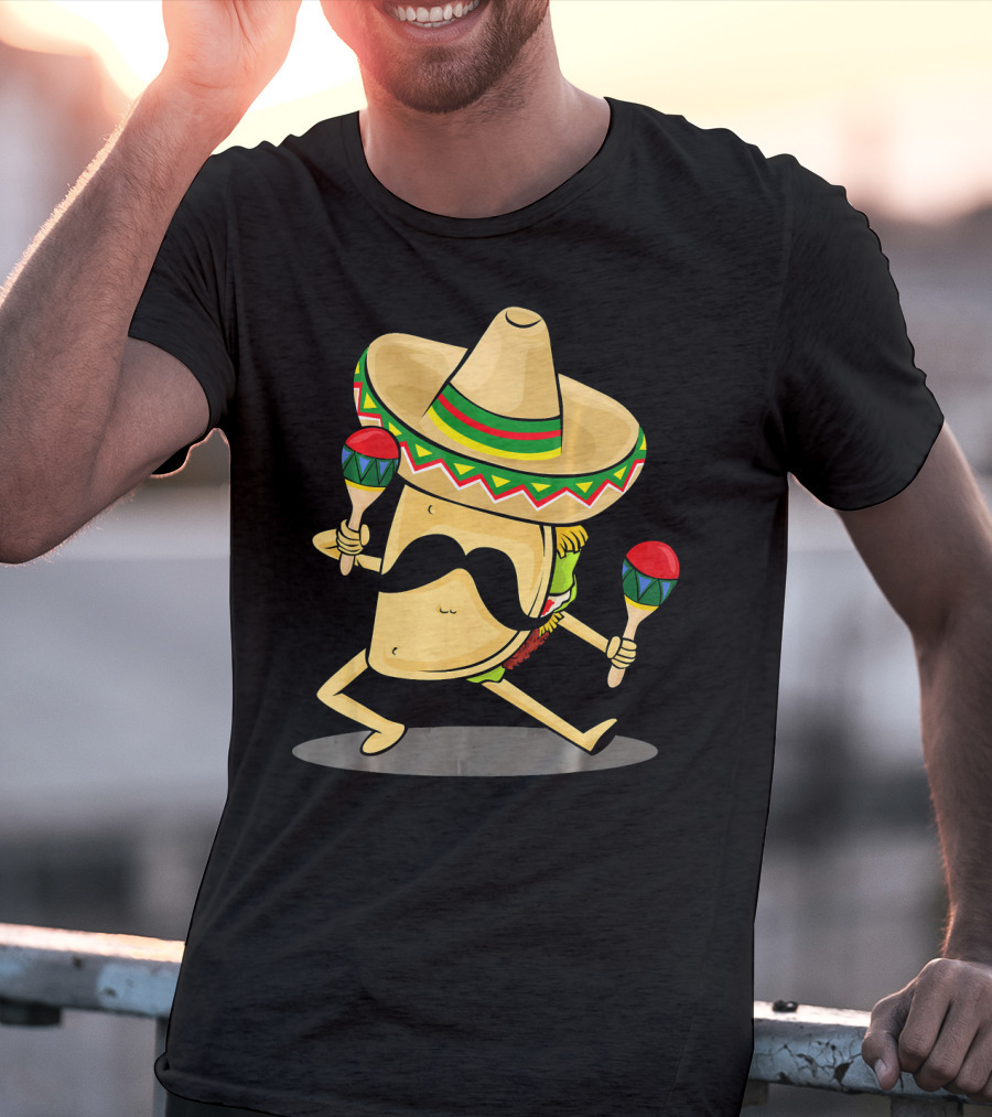 Cinco De Mayo Funny Taco Dancing Sombrero With Maracas T-Shirt
