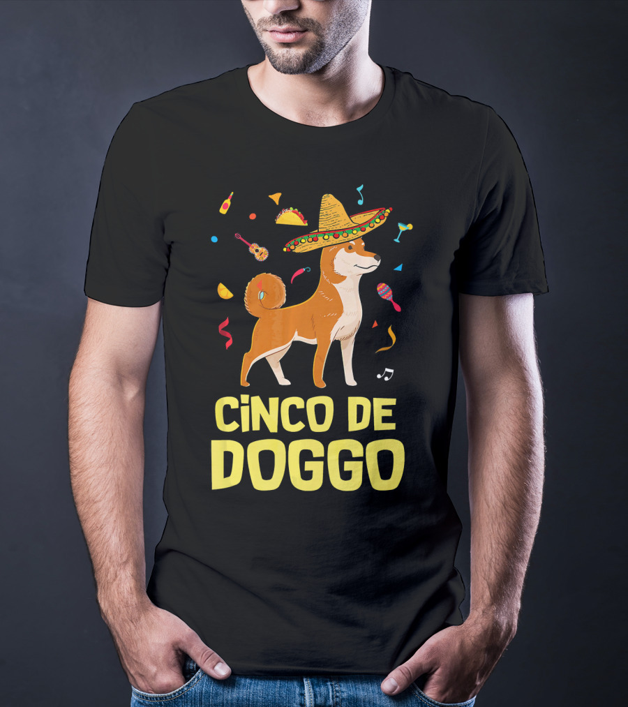 Funny Taco Sombrero Shiba Inu Doggo Cinco De Doggo T-Shirt