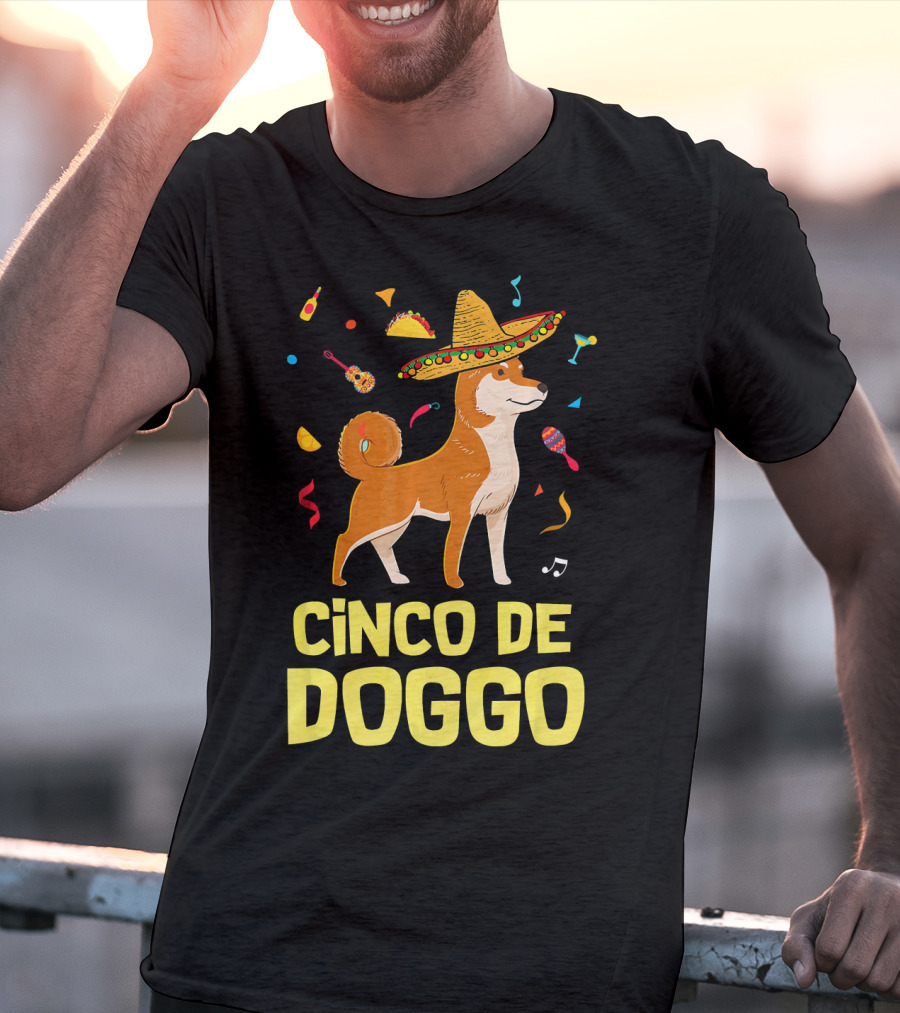 Funny Taco Sombrero Shiba Inu Doggo Cinco De Doggo T-Shirt