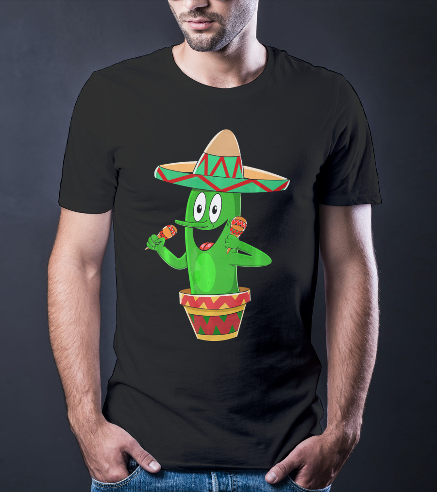 Fiesta Cactus Arriba Sombrero Maracas Cinco De Mayo T-Shirt
