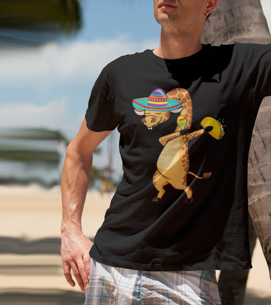 Cinco De Mayo Giraffe Dabbing With Taco And Sombrero T-Shirt