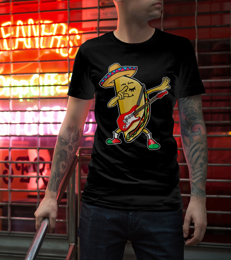 Dabbing Taco Sombrero Guitar Kids Mexican Fiesta T-Shirt