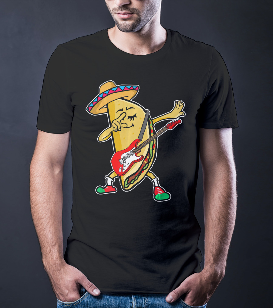 Dabbing Taco Sombrero Guitar Kids Mexican Fiesta T-Shirt