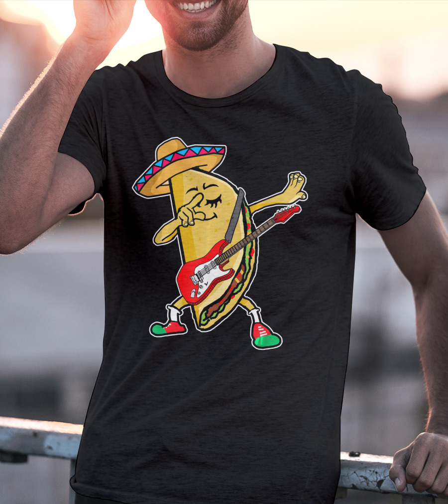Dabbing Taco Sombrero Guitar Kids Mexican Fiesta T-Shirt