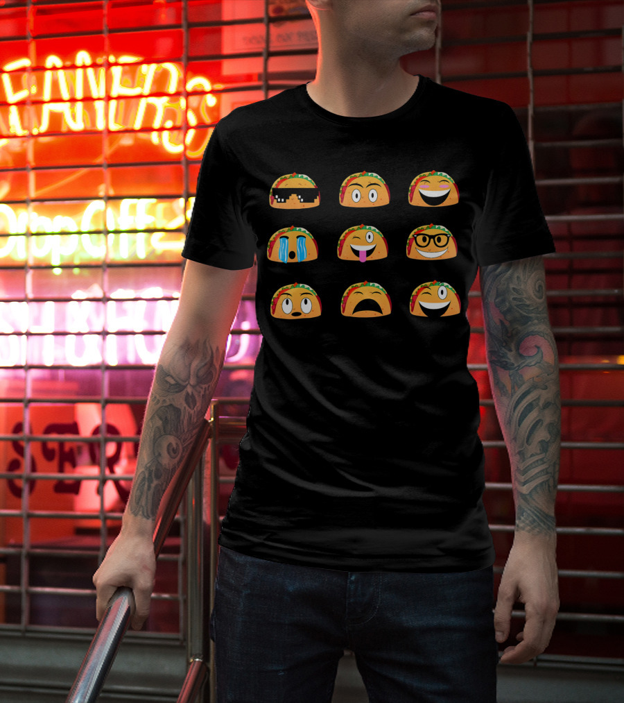 Cinco De Mayo Taco Emoji Faces T-Shirt
