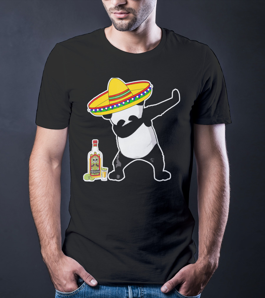 Cinco De Mayo Panda Dabbing With Sombrero And Tequila T-Shirt