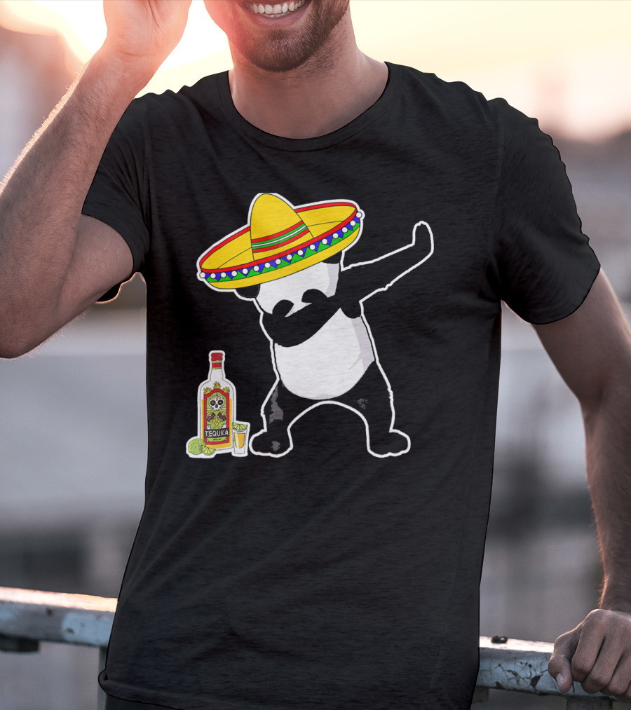Cinco De Mayo Panda Dabbing With Sombrero And Tequila T-Shirt