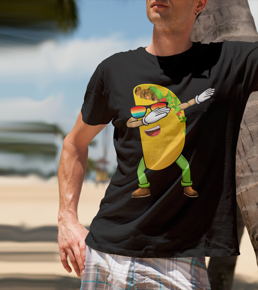 Dabbing Taco With Sunglasses Cinco De Mayo Fiesta Fun T-Shirt