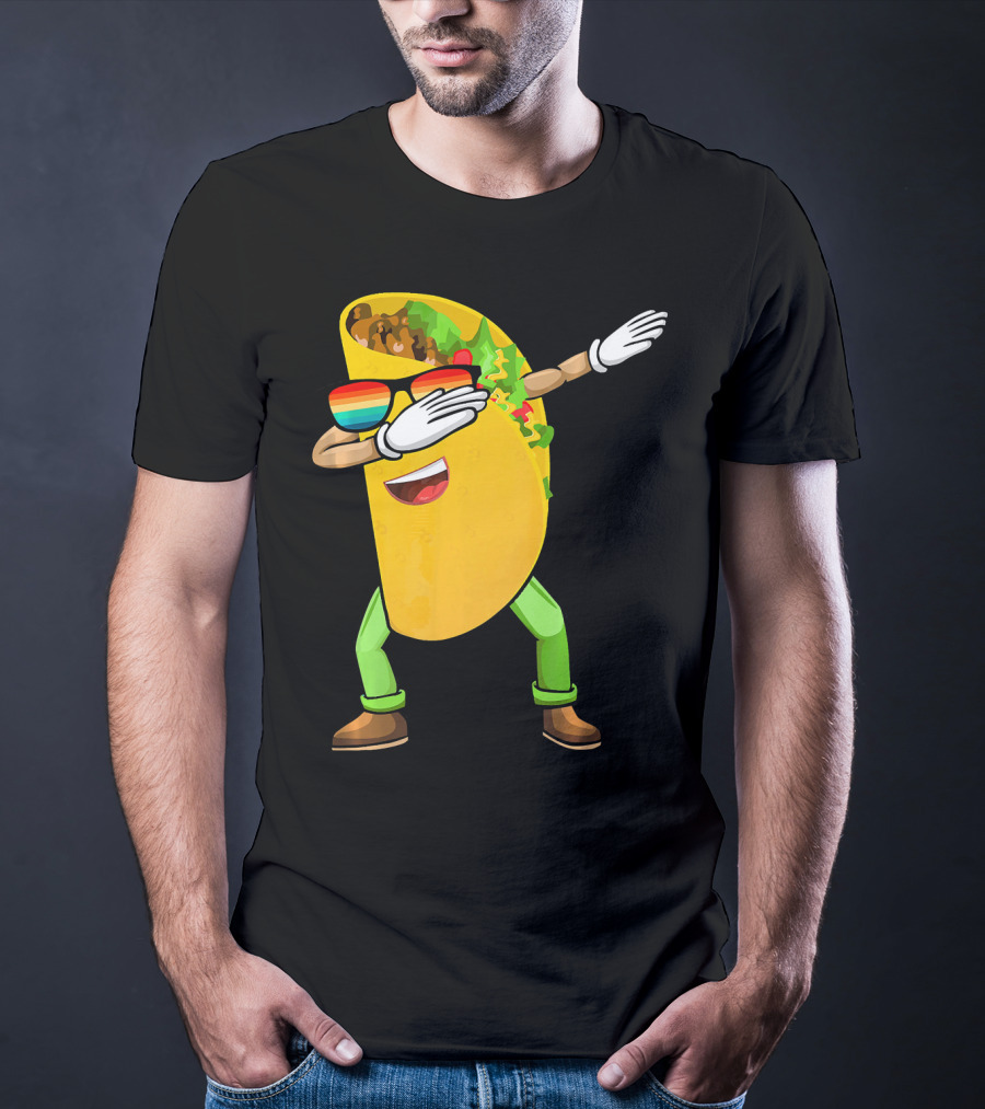 Dabbing Taco With Sunglasses Cinco De Mayo Fiesta Fun T-Shirt