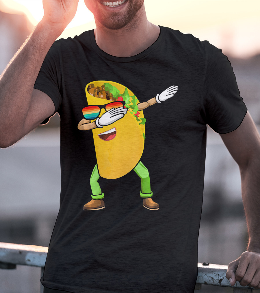 Dabbing Taco With Sunglasses Cinco De Mayo Fiesta Fun T-Shirt